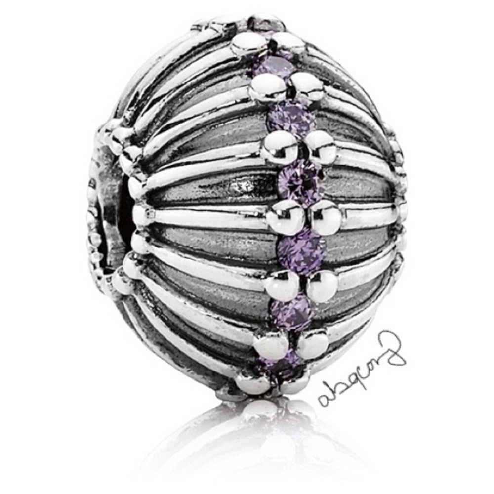 Pandora 790870ACZ Sterling Silver Large Show Stopper WUC Bead w/ Purple Zirconia